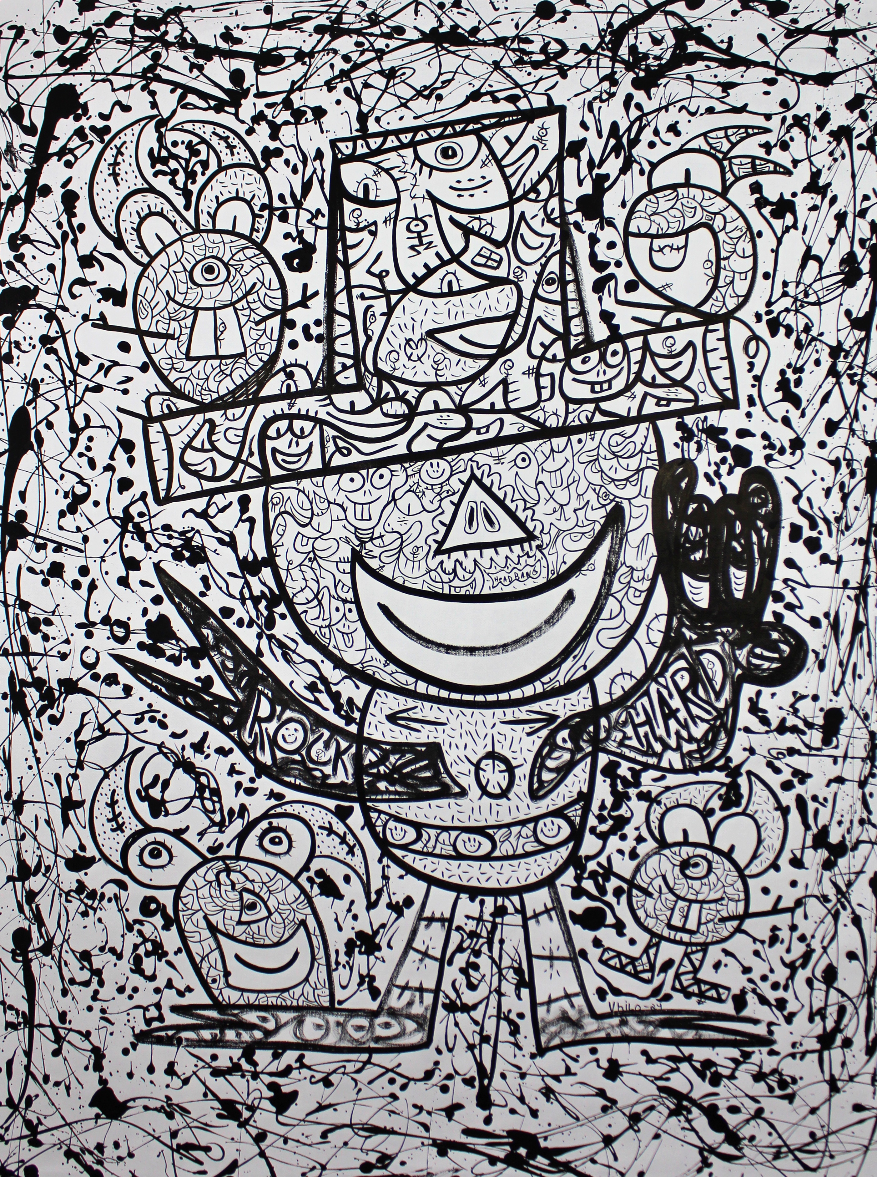 Rock n Roll Outlaw Acrylic 2024-Size 97x72 cm Black and White Style
